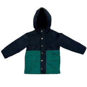 𝅺gymboree Boys Youth Blue Green Colorblock Hooded Jacket Coat Outerwear Size XS